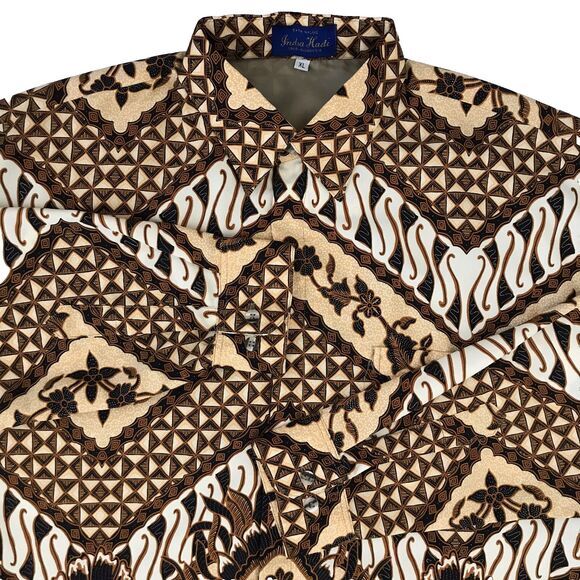 Indra Hadi Other - Indra Hadi Batik Halus Shirt Mens XL‎ Geometric Traditional Long Sleeve
